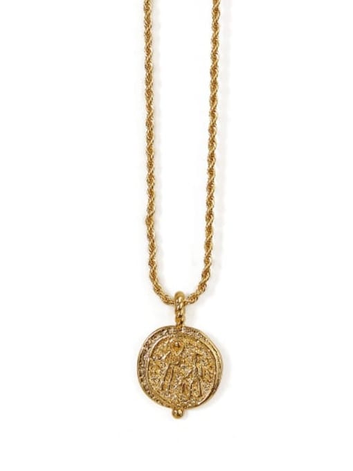 2 Brass Vintage  Vintage embossed coin round card Necklace