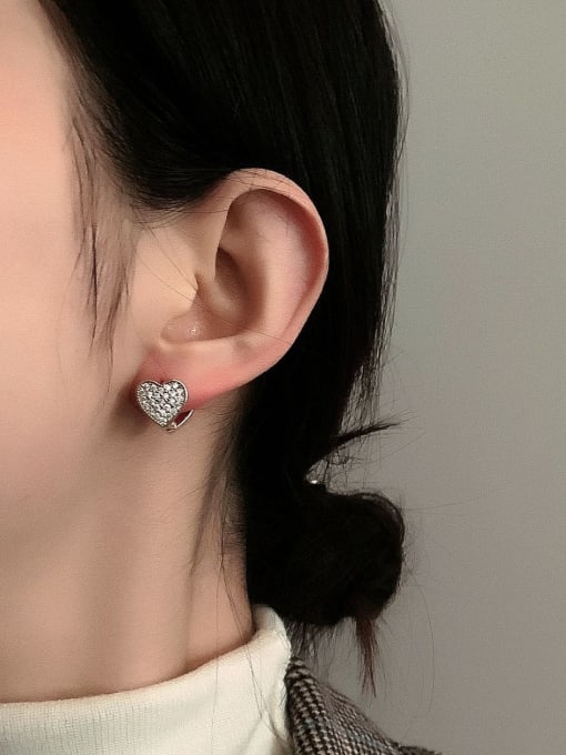 HYACINTH Copper Cubic Zirconia Heart Dainty Stud Trend Korean Fashion Earring 1
