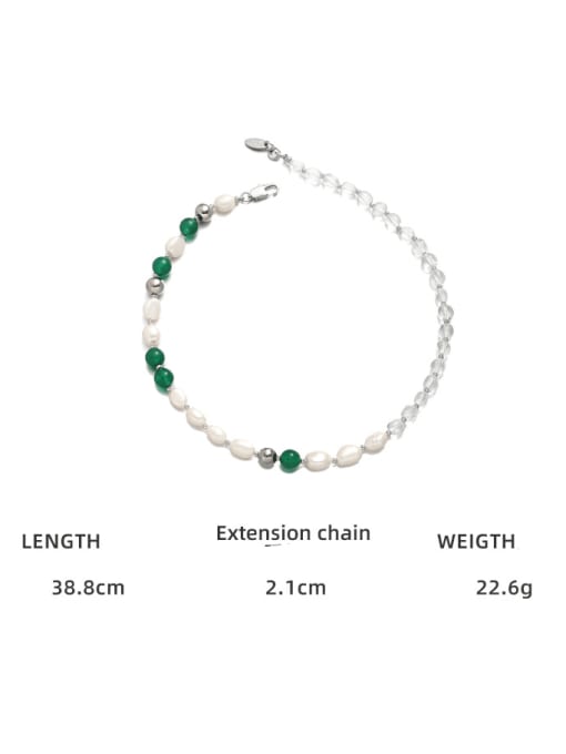 TINGS Brass Imitation Pearl Irregular Minimalist Asymmetrical Chain Beaded Necklace 2