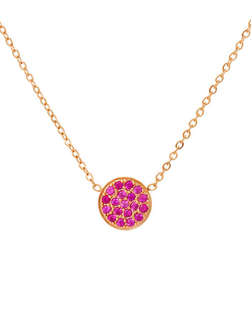 July Rose Red Rose Gold Stainless steel Cubic Zirconia Round Minimalist Necklace