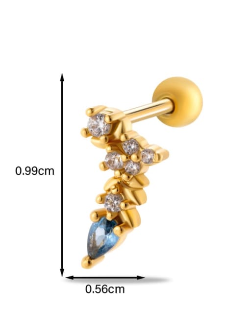 10 # Golden Yellow--Single Stainless steel Cubic Zirconia Ball Trend Single Earring