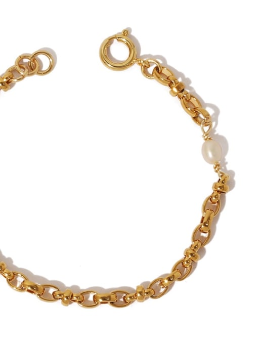 golden Brass Imitation Pearl Geometric Vintage Bracelet