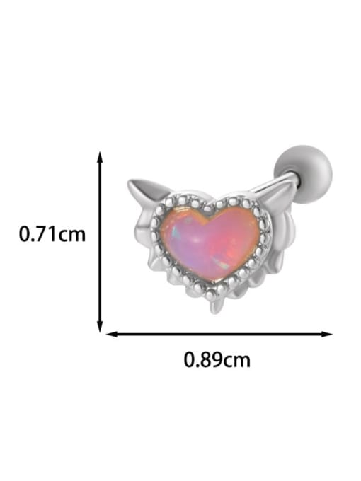 6 #Platinum --Single Brass Cubic Zirconia Heart Chain Tassel Minimalist Single Earring