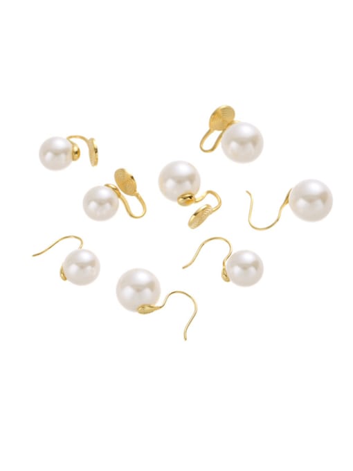 ACCA Brass Imitation Pearl Geometric Minimalist Hook Earring