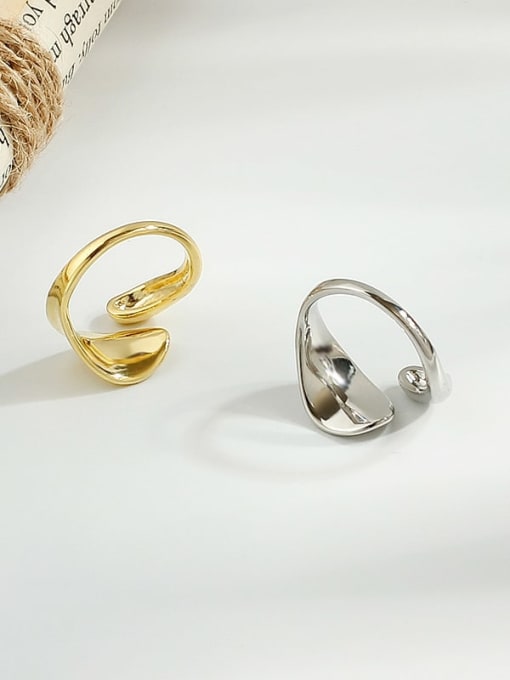 HYACINTH Copper with Irregular Geometric  Trend Blank Fashion Ring 2