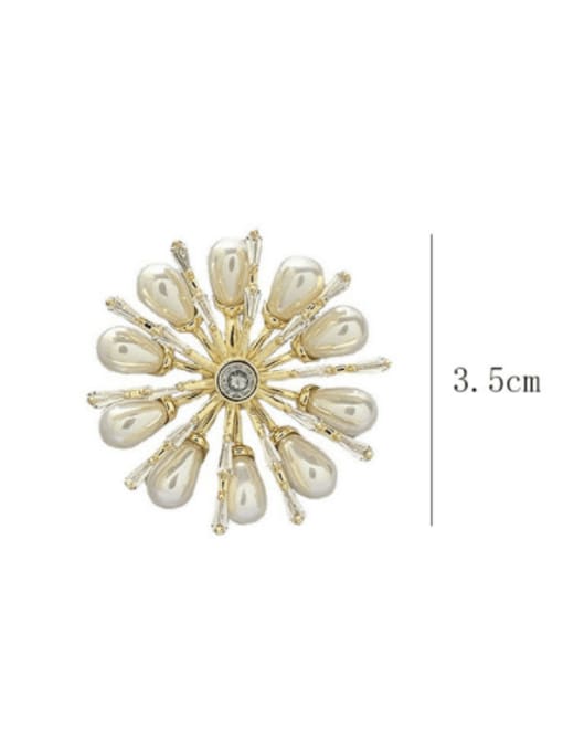 SUUTO Brass Imitation Pearl Flower Trend Stud Earring 2