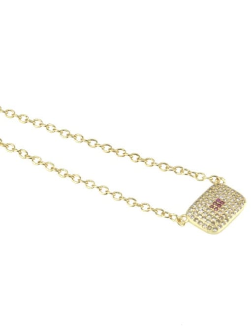 renchi Copper Cubic Zirconia Rectangle Dainty Necklace 3
