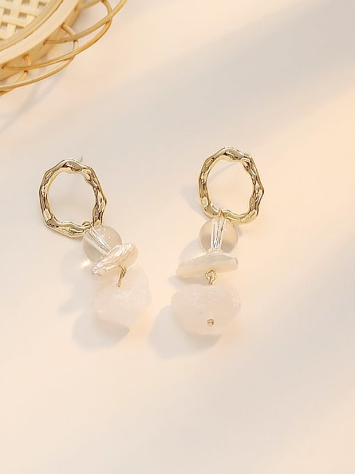 Clear crystal Copper Amethyst Geometric Minimalist Huggie Trend Korean Fashion Earring
