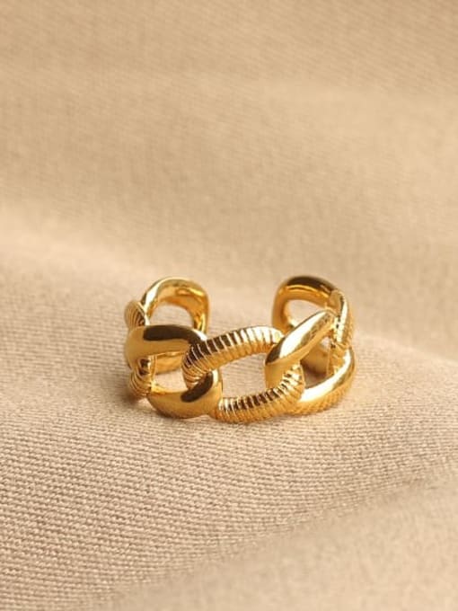 ACCA Brass Geometric Vintage Band Ring 0