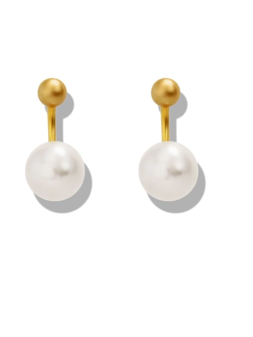 HYACINTH Brass Imitation Pearl Geometric Minimalist Drop Earring 0