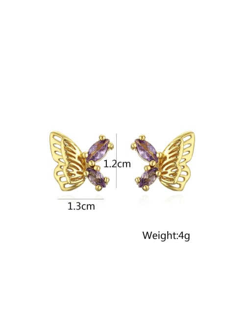 AOG Brass Cubic Zirconia Butterfly Dainty Stud Earring 3