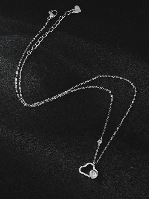 XL64007 platinum Brass Cubic Zirconia Cloud Minimalist Necklace
