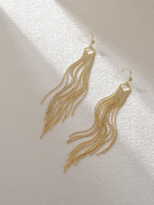 14k Gold Brass Tassel Vintage Threader Earring