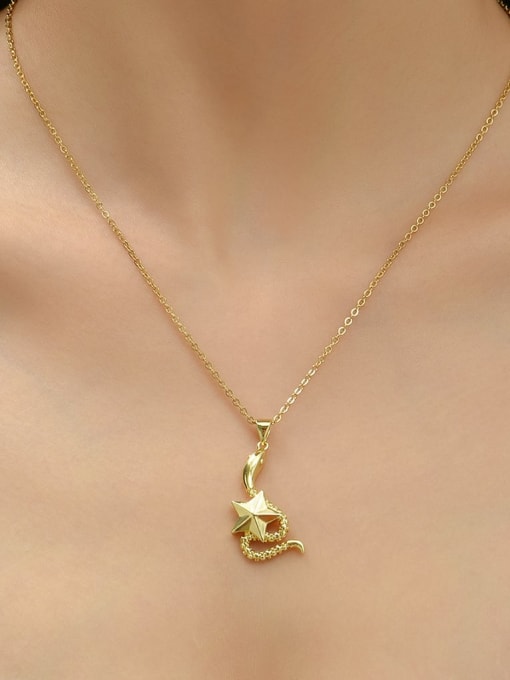 AOG Brass SnakeVintage Five-pointed star Pendant Necklace 1
