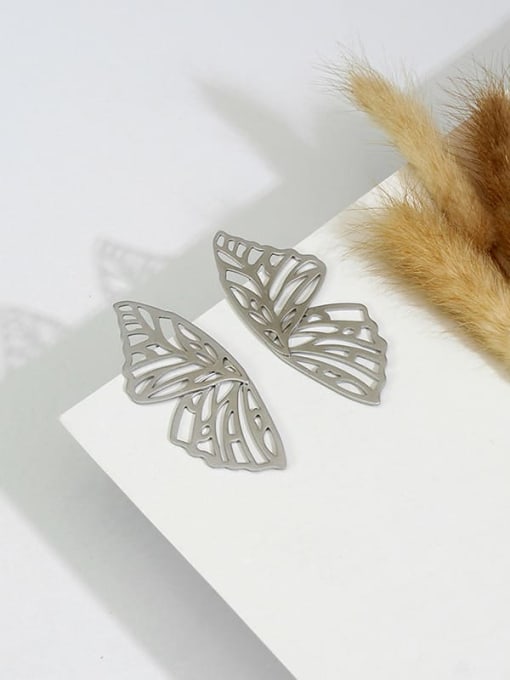matte steel Copper Hollow Butterfly Minimalist Stud Trend Korean Fashion Earring
