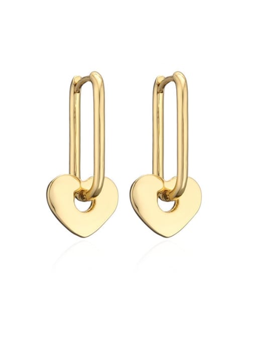 40771 Brass Cubic Zirconia Heart Vintage Huggie Earring