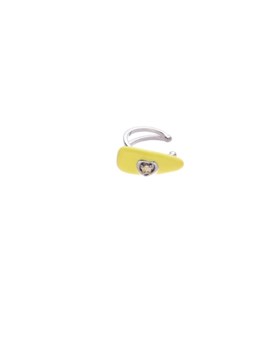 Yellow drip oil --Single Brass Enamel Geometric Cute Single Ear clip