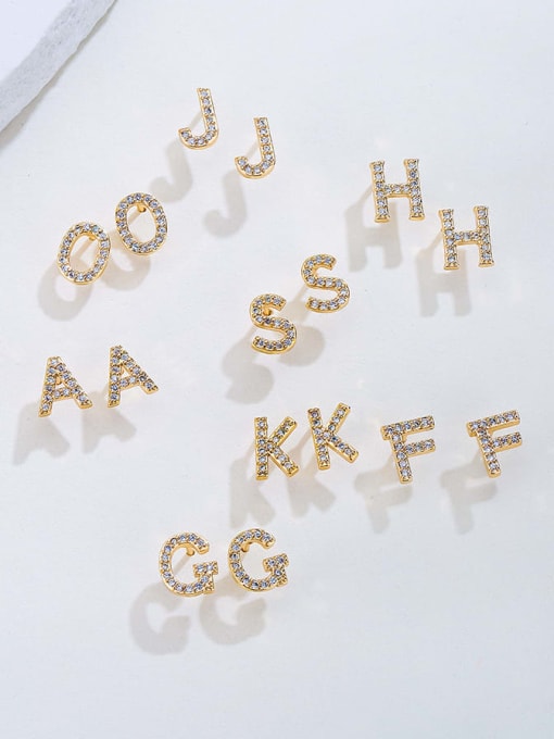 AOG Brass Cubic Zirconia Letter Minimalist Stud Earring