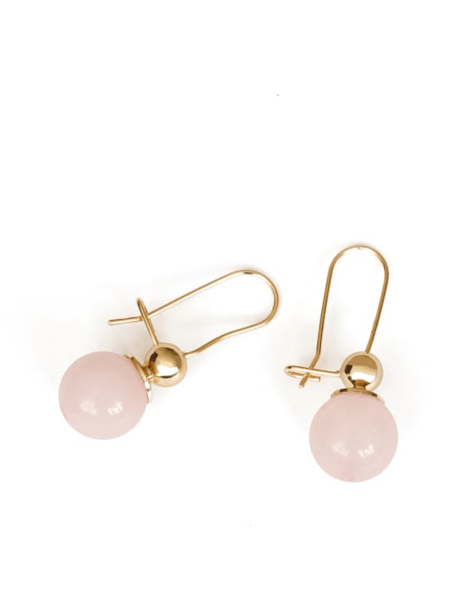 Pink Crystalpin Brass Bead Geometric Ethnic Drop Earring