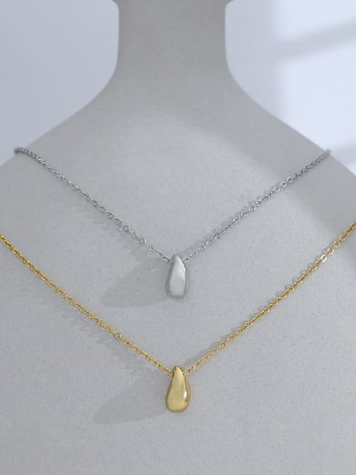 Five Color Brass Water Drop Minimalist Stainless steel Chain Necklace 0