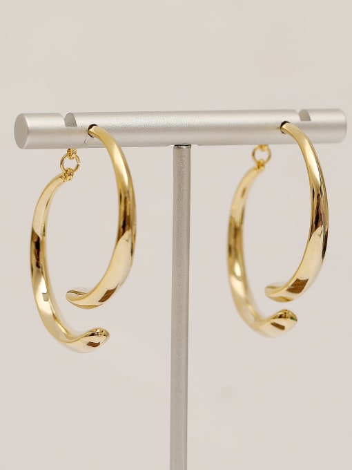 14k Gold Brass Smooth Geometric Minimalist Drop Trend Korean Fashion Earring