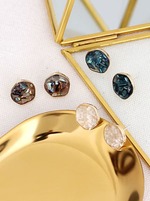 HYACINTH Copper Opal Geometric Dainty Stud Trend Korean Fashion Earring 2