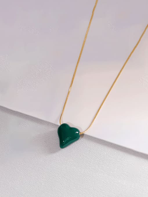 HYACINTH Brass Enamel Heart Minimalist Necklace 2