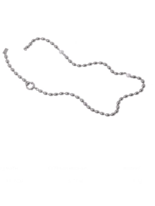 Titanium steel necklace Brass Bead Oval Minimalist Beaded Necklace