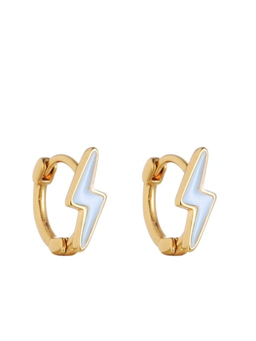 golden Brass Enamel Geometric Dainty Stud Earring