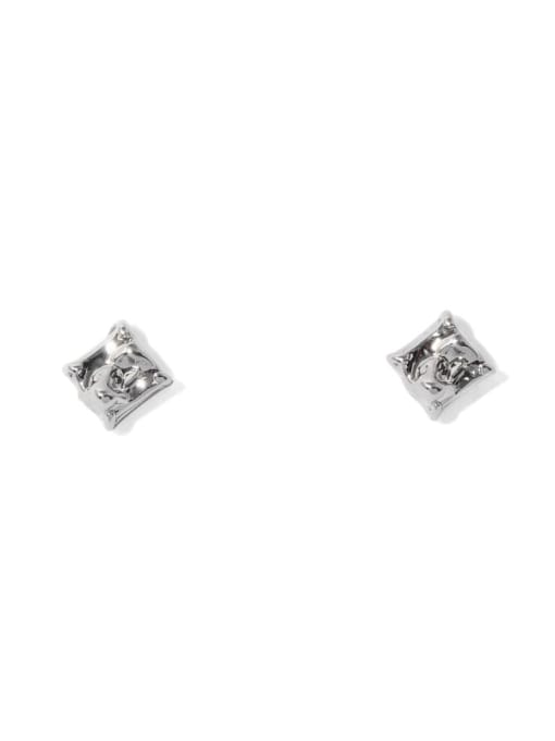Platinum Brass Smooth Geometric Minimalist Stud Earring