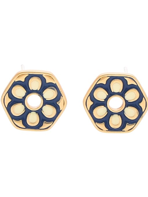 Model 13 Brass Enamel Geometric Ethnic Stud Earring