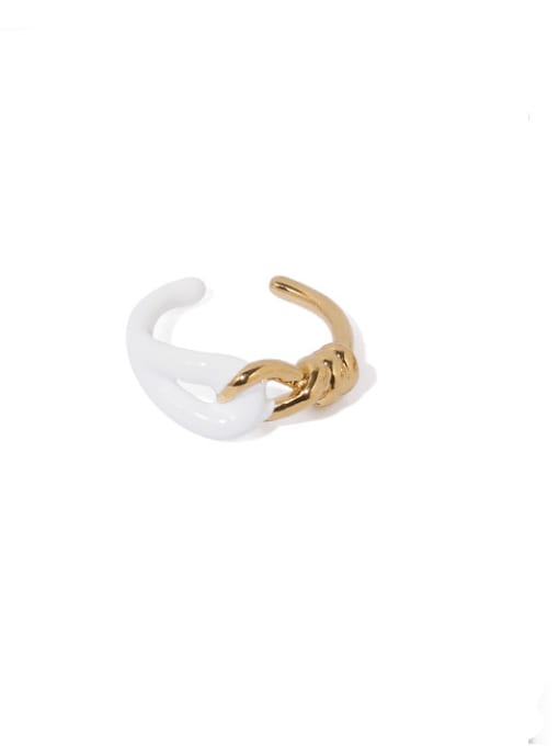 White oil ring Brass Enamel Geometric Hip Hop Band Ring