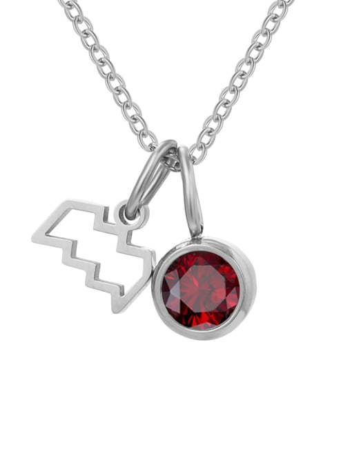 January Red Water Bottle Steel Stainless steel Birthstone Constellation Cute Necklace