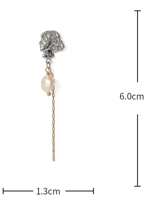 ACCA Brass Freshwater Pearl Tassel Vintage Drop Earring 2