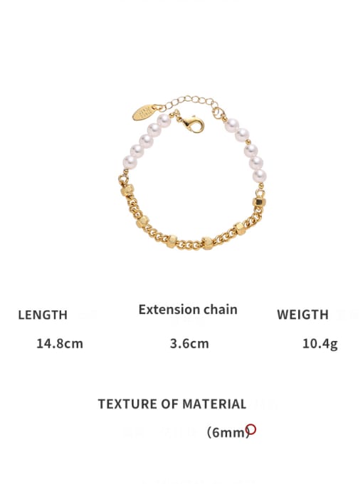 Five Color Brass Imitation Pearl Hip Hop Geometric  Bracelet and Necklace Set 3