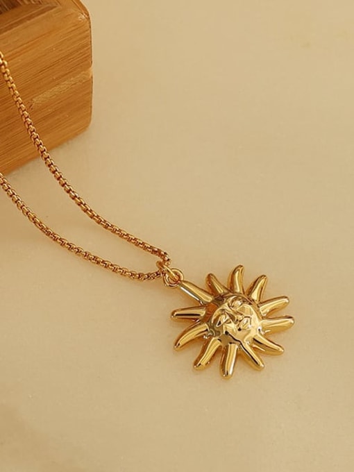 Five Color Brass  Vintage  Flower Pendant Necklace 2