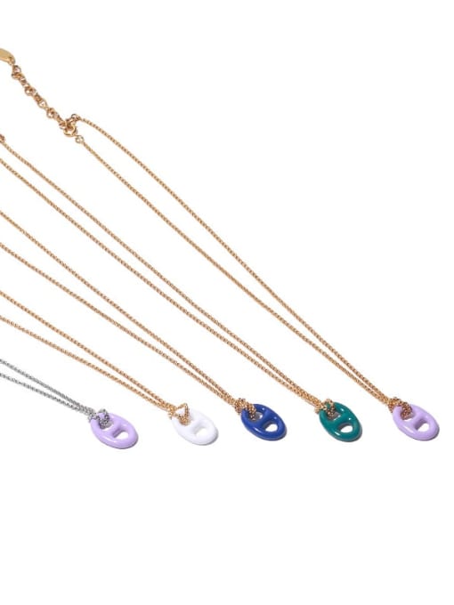 Five Color Brass Enamel Geometric Minimalist Necklace 0