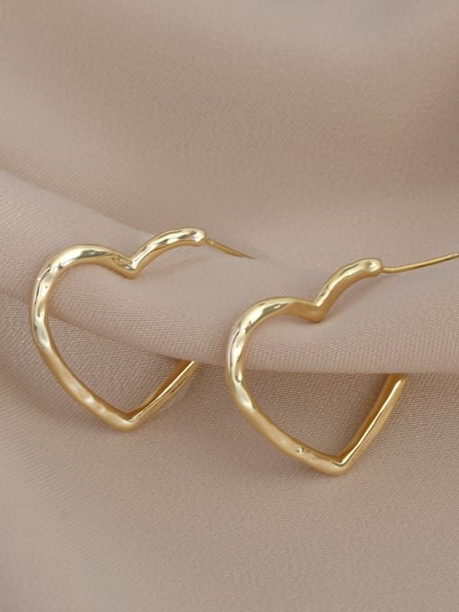 Gold ED65803 Brass Heart Trend Hoop Earring
