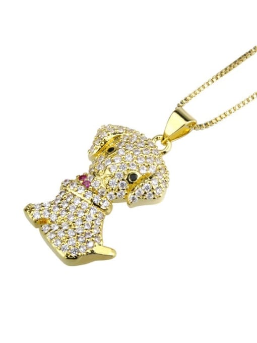 renchi Brass Cubic Zirconia Dog Cute Necklace 3