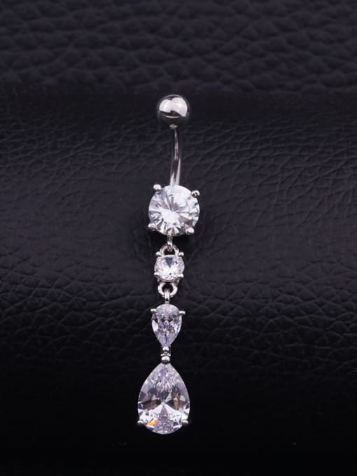 HISON Stainless steel Cubic Zirconia Water Drop Hip Hop Belly Rings & Belly Bars 3