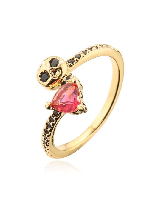 AOG Brass Cubic Zirconia Skull Hip Hop Band Ring 4