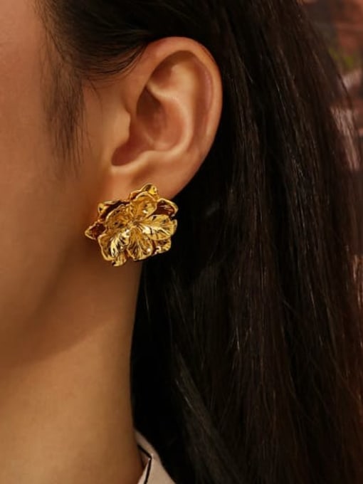 ACCA Brass Flower Vintage Stud Earring 1