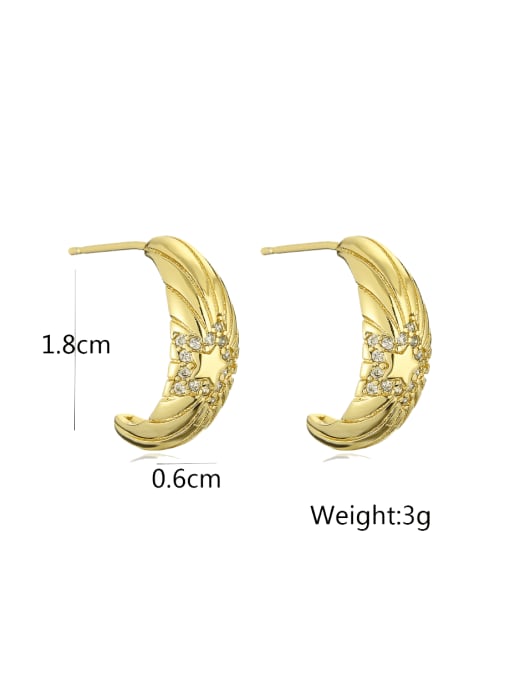 AOG Brass Cubic Zirconia Geometric Vintage Stud Earring 2