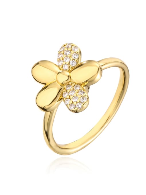 12087 Brass Cubic Zirconia Butterfly Trend Band Ring