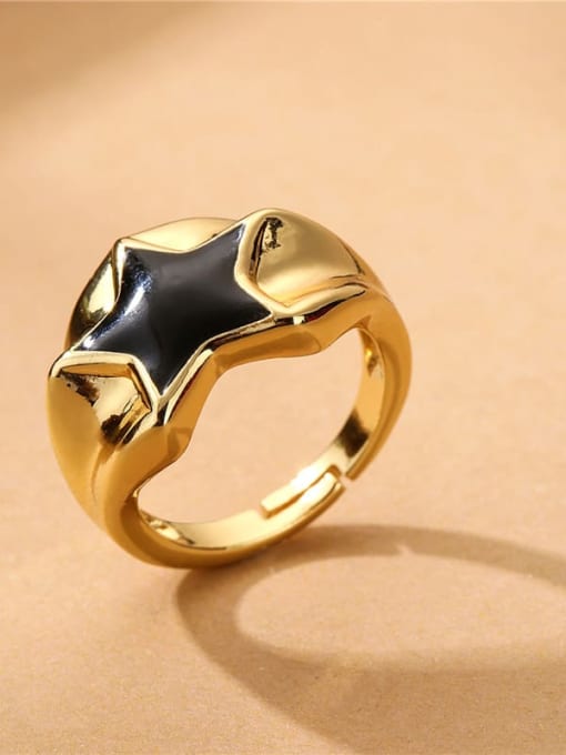 11012 Brass Enamel Five-Pointed Star Minimalist Band Ring
