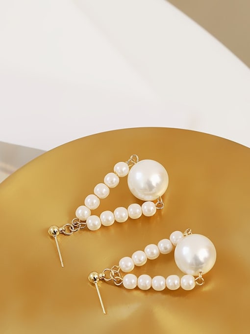 HYACINTH Copper Imitation Pearl Triangle Minimalist Drop Trend Korean Fashion Earring 2