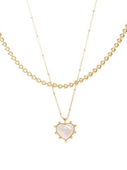 Five Color Brass Cats Eye Heart Trend Necklace 0