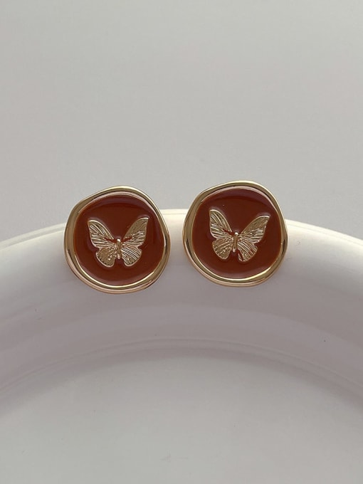 Butterfly earrings Brass Enamel Geometric Hip Hop Drop Earring