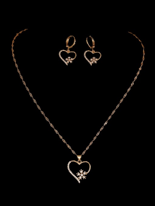 AOG Brass Cubic Zirconia Hip Hop Heart and Necklace Set 2