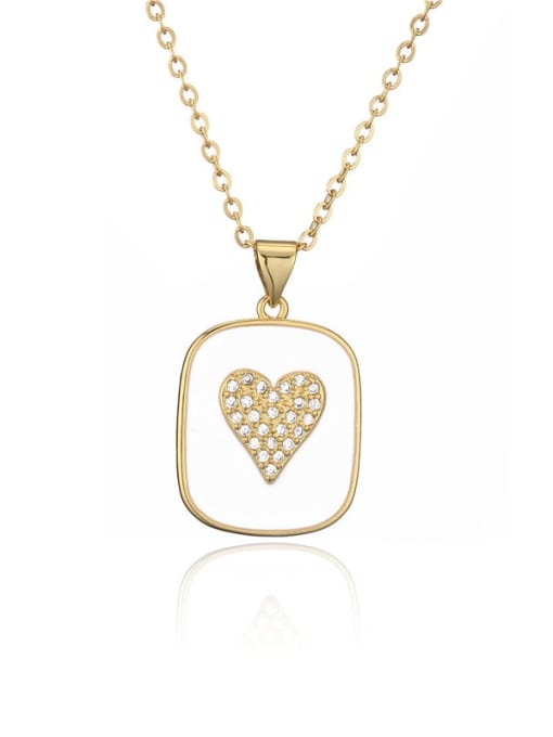 AOG Brass Cubic Zirconia Heart Vintage Necklace